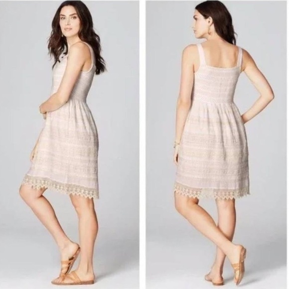 J. Jill Ocean Breeze Drsss Fit & Flare Embroidered Cotton Blend Small - Picture 1 of 11